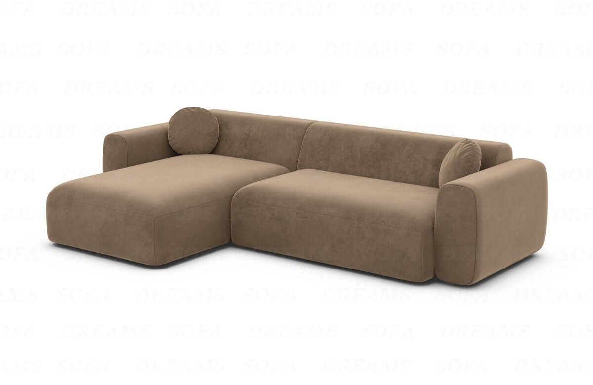 Ecksofa Cortegada L-Form aus Stoff Kurz Braun