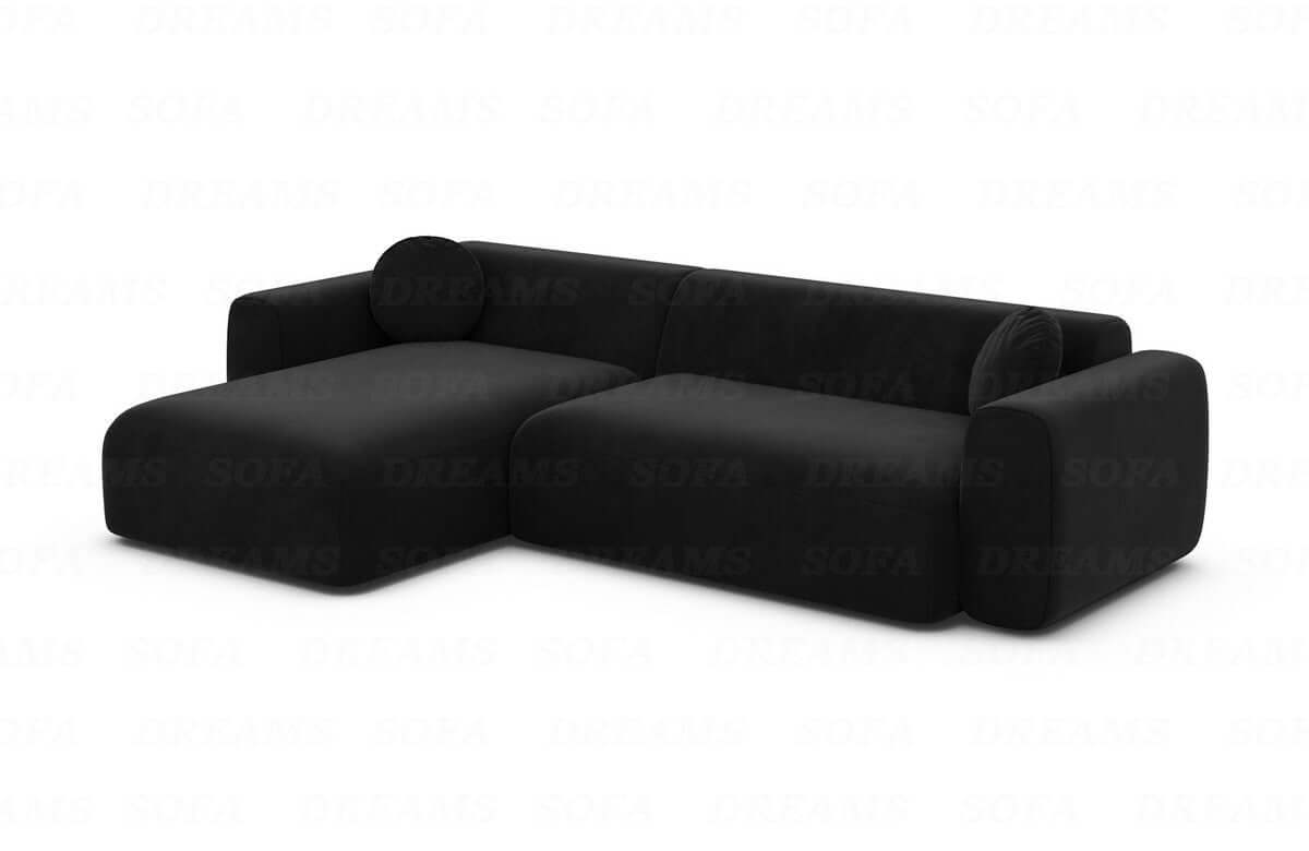 Ecksofa Cortegada L-Form aus Stoff Kurz Schwarz