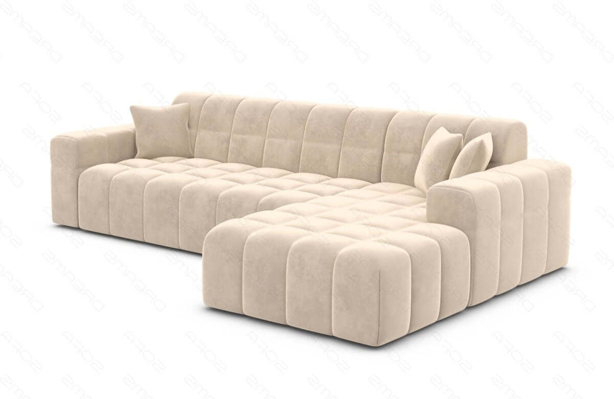 Couch Ibiza L-Form in Stoff Kurz Beige
