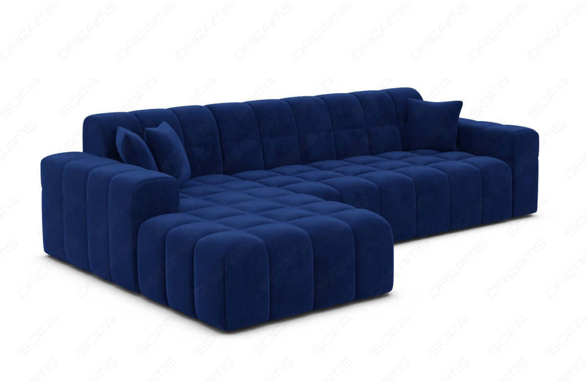 Couch Ibiza L Form in Stoff Kurz dunkelblau