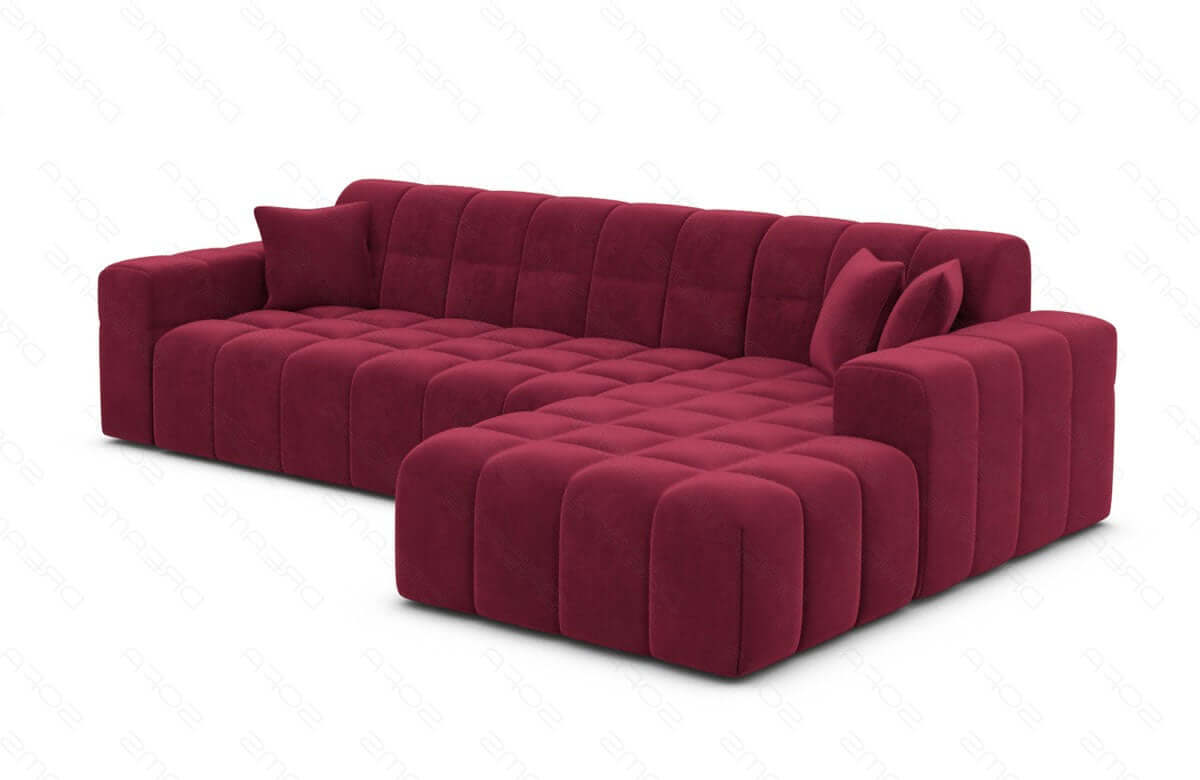 Couch Ibiza L-Form in Stoff Kurz Rot