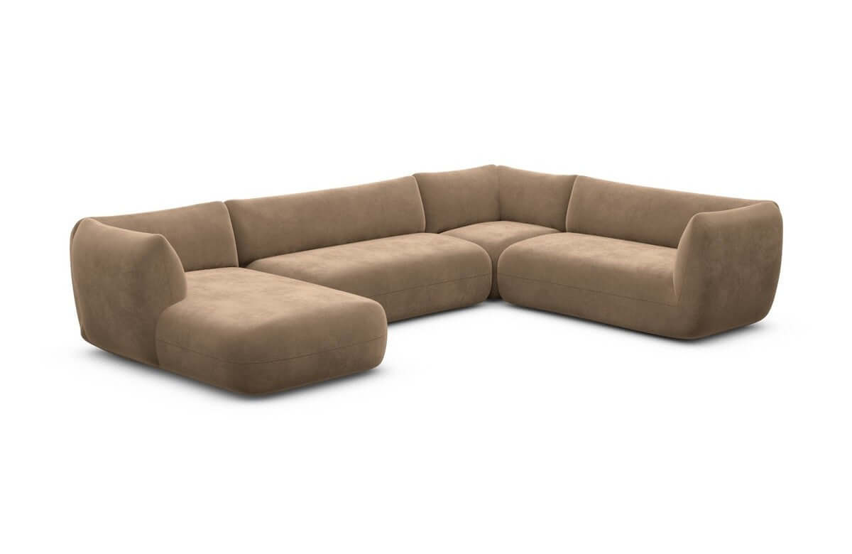 XXL Wohnlandschaft Madrid U-Form aus Stoff Braun