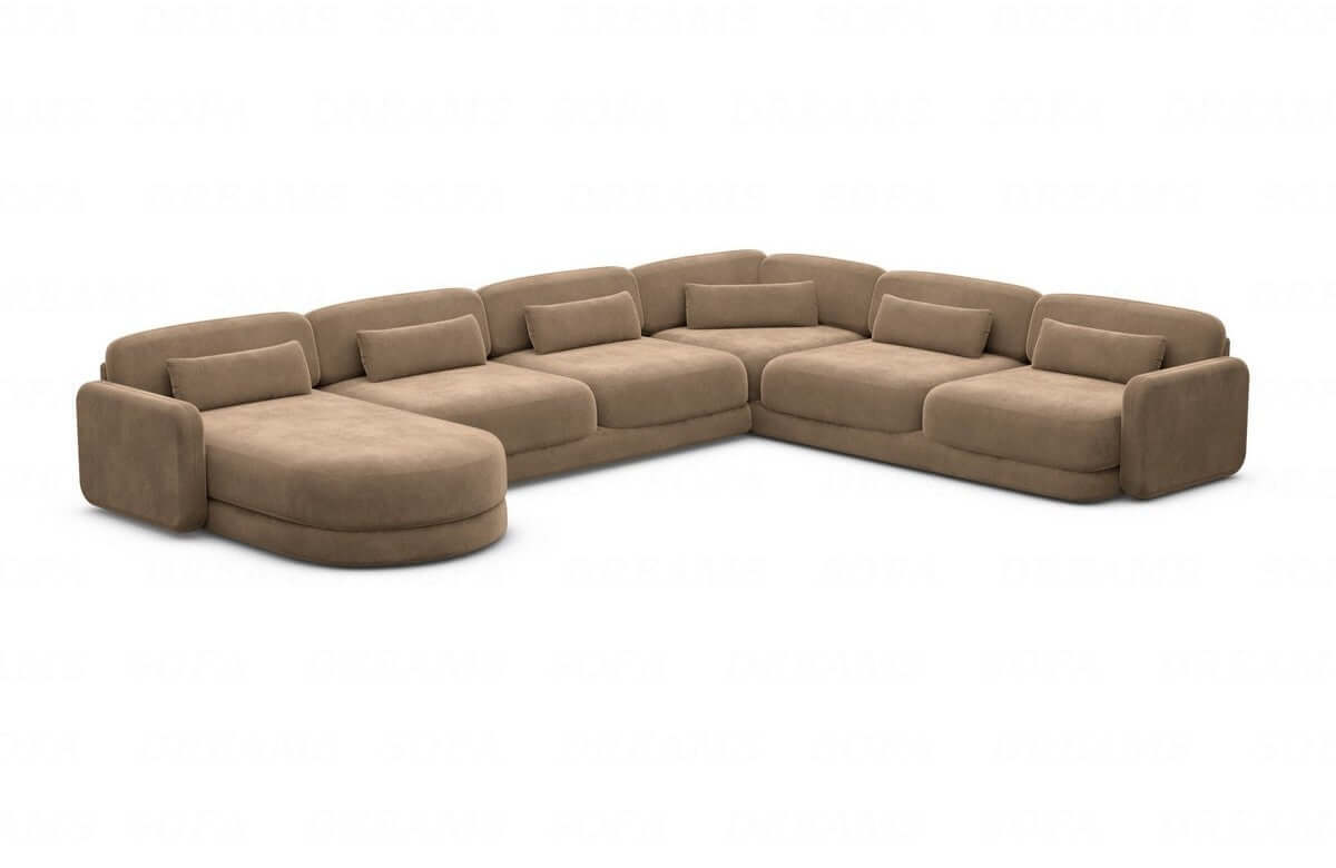 Wohnlandschaft Valencia XXL U-Form in Stoff Braun