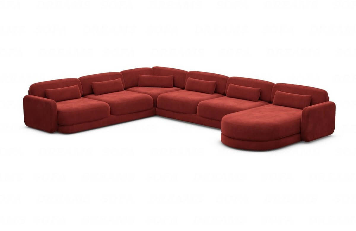 Wohnlandschaft Valencia XXL U-Form in Stoff Rot