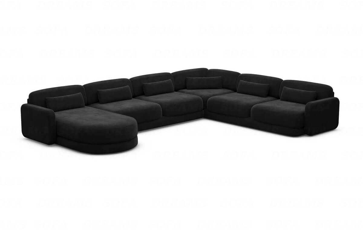 Wohnlandschaft Valencia XXL U-Form in Stoff Schwarz