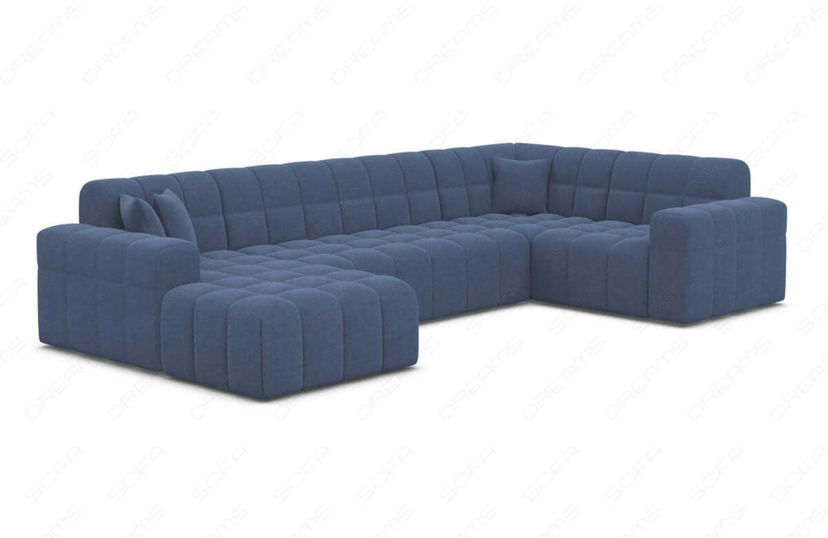 Stoff Wohnlandschaft Ibiza U-Form Blau