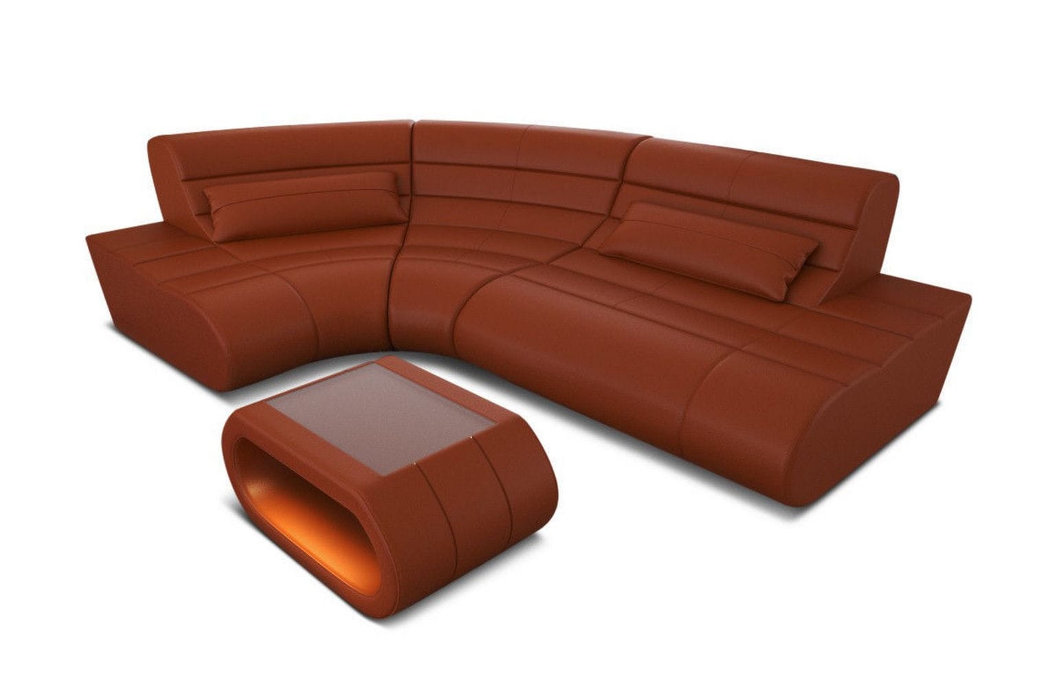 Mini Sofa Concept Kompakt aus Leder hellbraun