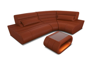 Ledersofa Concept L Mini – Kompakt & Eleganz in Kunstleder und der Farbe Hellbraun - Ausrichtung rechts