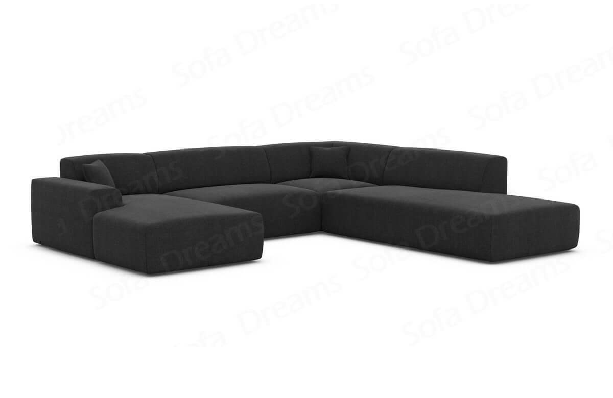 Couchlandschaft Mallorca Lounge U-Form in Stoff Schwarz