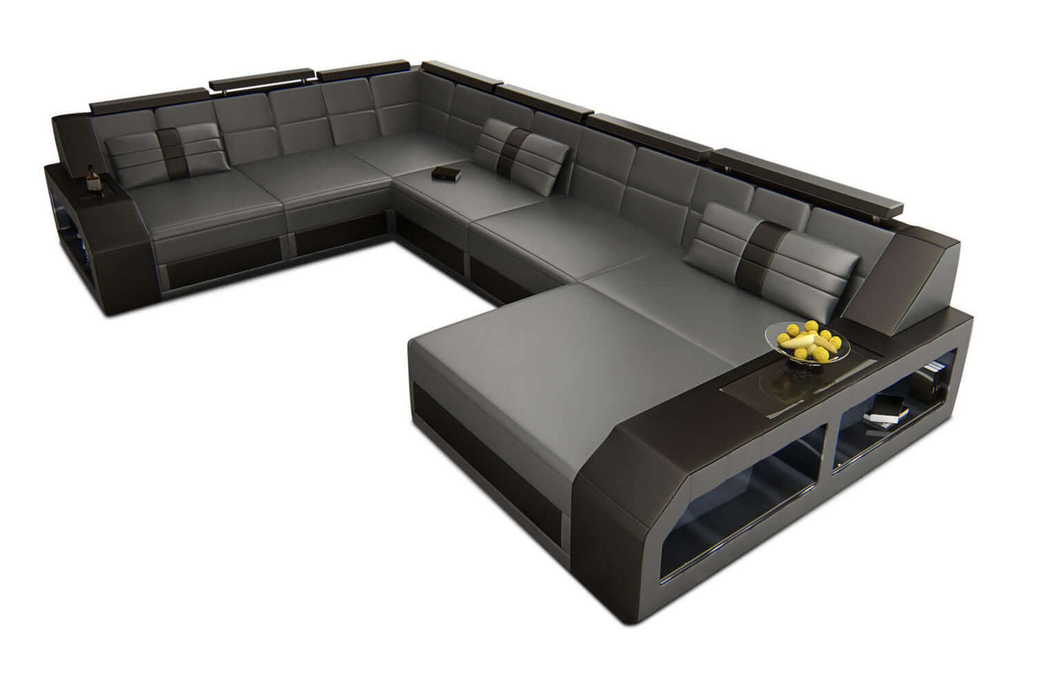 Mini XXL Wohnlandschaft Matera U-Form grau-schwarz