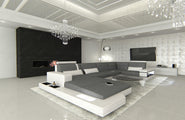 Stoff-Wohnlandschaft Messana U-Form Materialmix