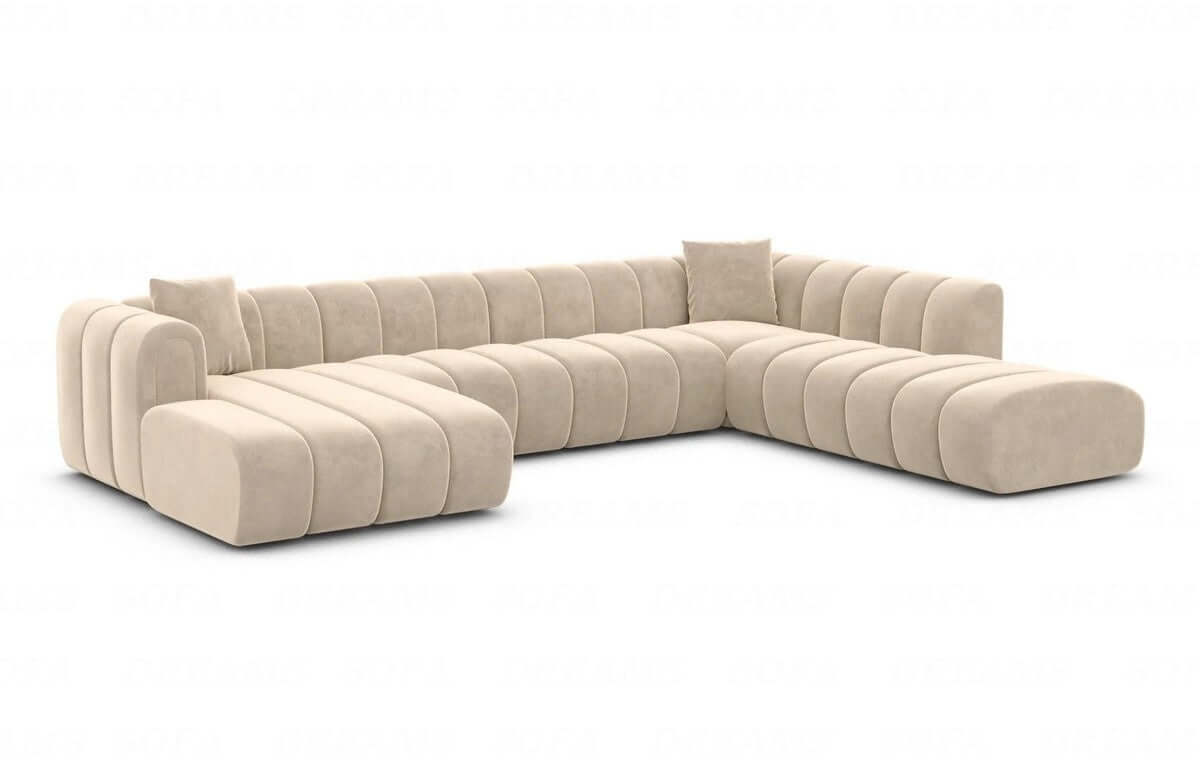 XXL Wohnlandschaft Almagro U-Form aus Stoff Beige