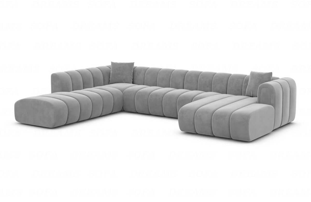 XXL Wohnlandschaft Almagro U-Form aus Stoff Hellgrau