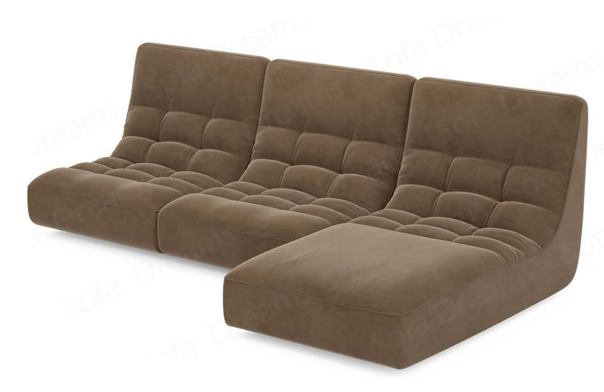 Ecksofa Melilla L-Form aus Stoff Braun