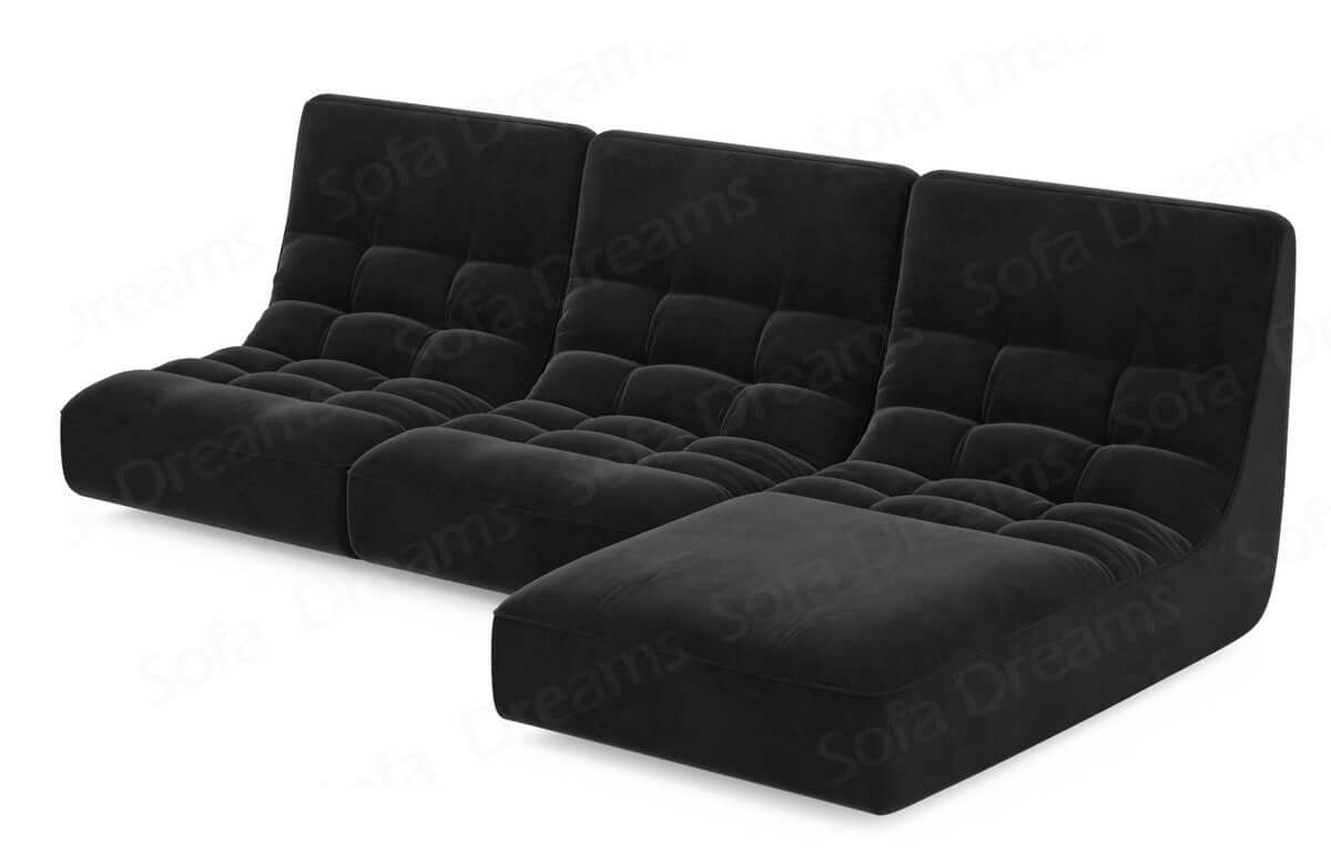 Ecksofa Melilla L-Form aus Stoff Schwarz