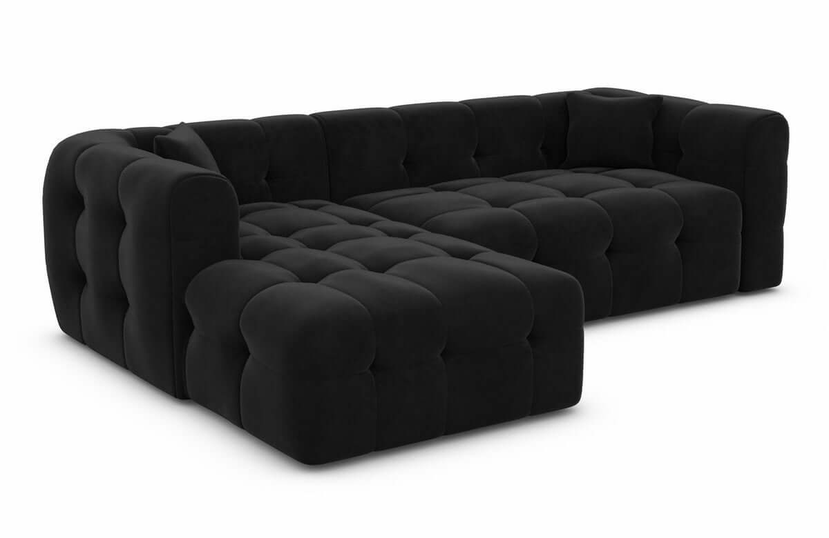 Couch Sevilla L-Form in Stoff Schwarz