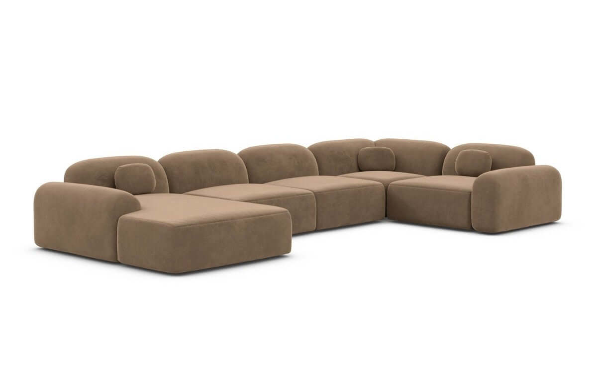 Wohnlandschaft Barcelona U-Form aus Stoff Braun