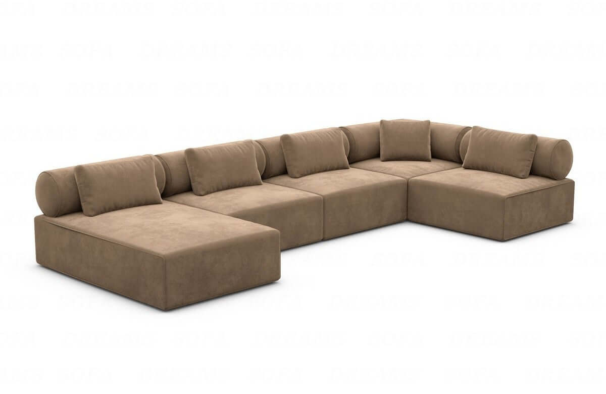 Couchlandschaft Laguardia U-Form in Stoff Braun