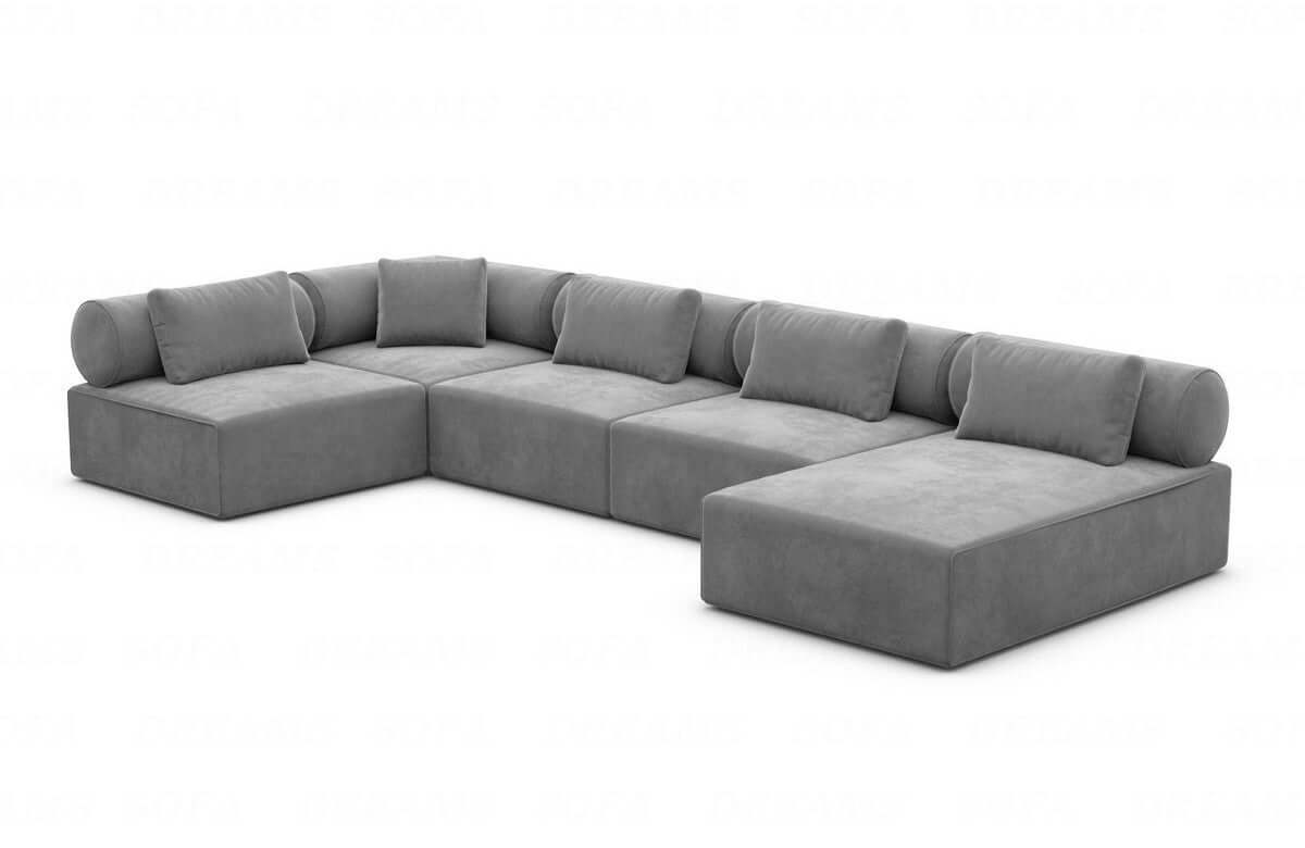 Wohnlandschaft Laguardia U-Form Stoff Dunkelgrau