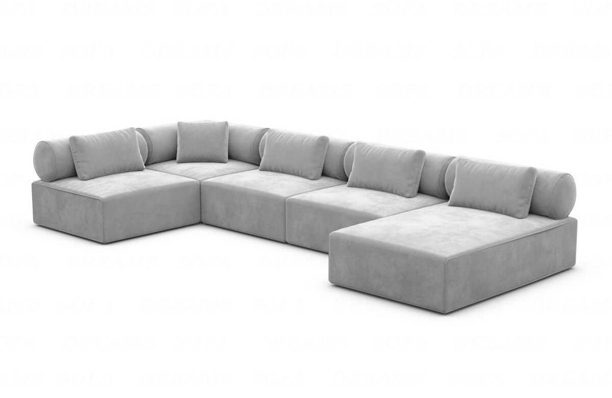 Wohnlandschaft Laguardia U-Form Stoff Hellgrau