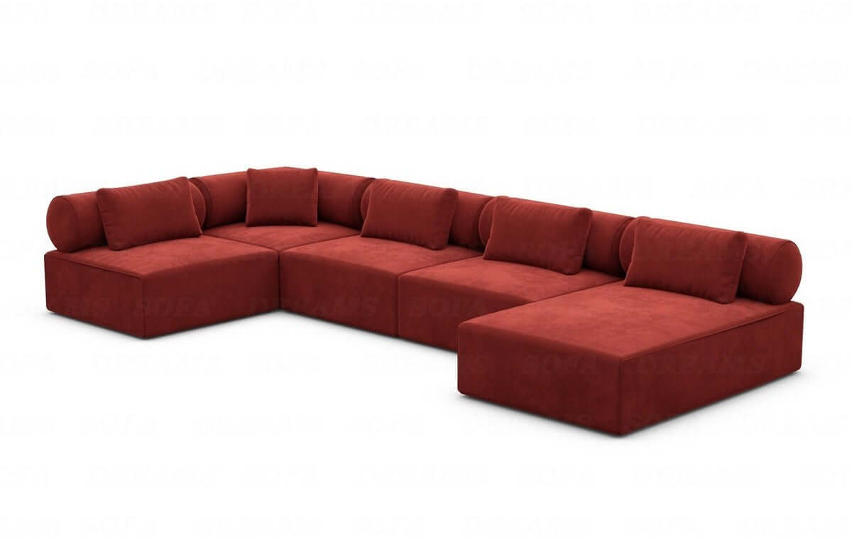 Couchlandschaft Laguardia U-Form in Stoff Rot