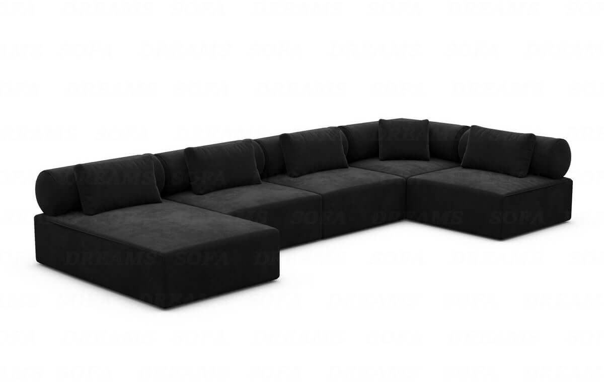 Couchlandschaft Laguardia U-Form in Stoff Schwarz