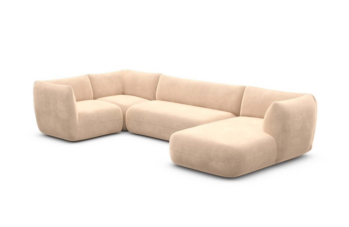 Stoff Wohnlandschaft Madrid U-Form Beige