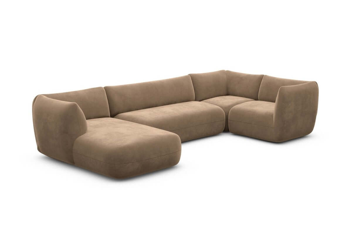 Stoff Wohnlandschaft Madrid U-Form Braun