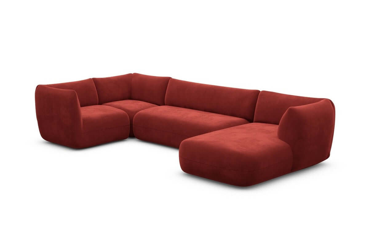 Stoff Wohnlandschaft Madrid U-Form Rot