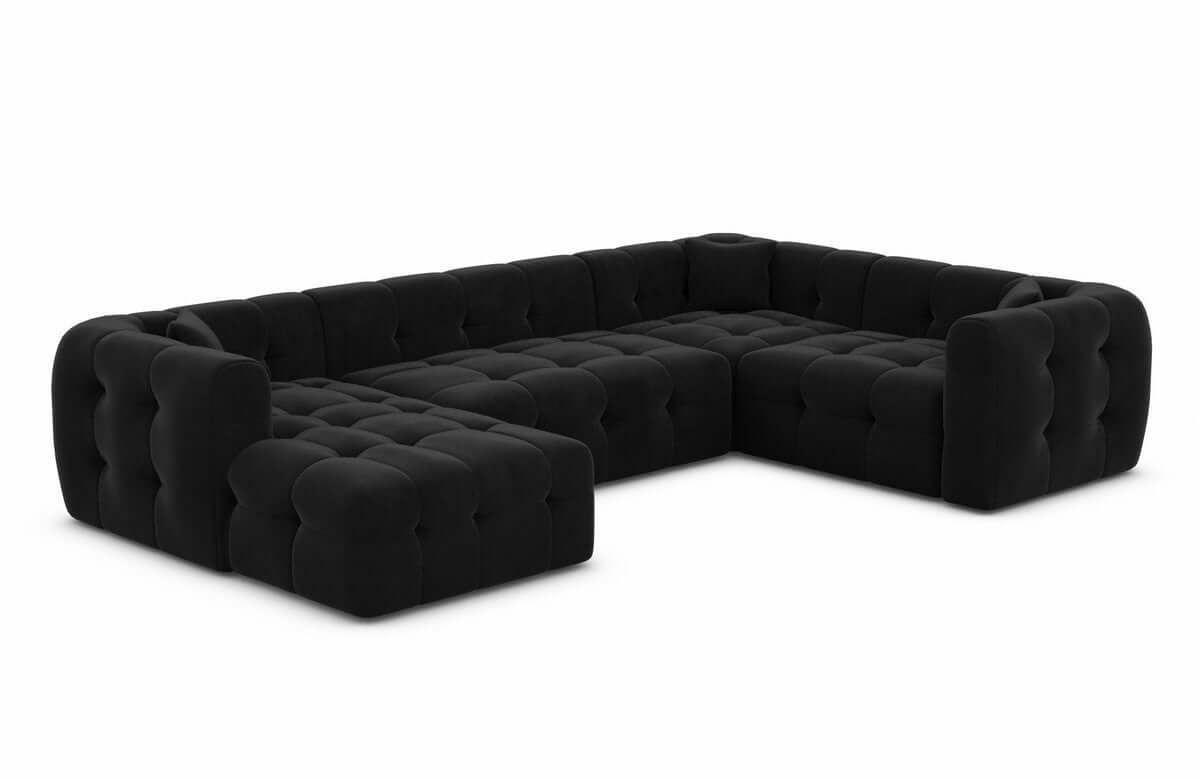 Couchlandschaft Sevilla U-Form in Stoff Schwarz