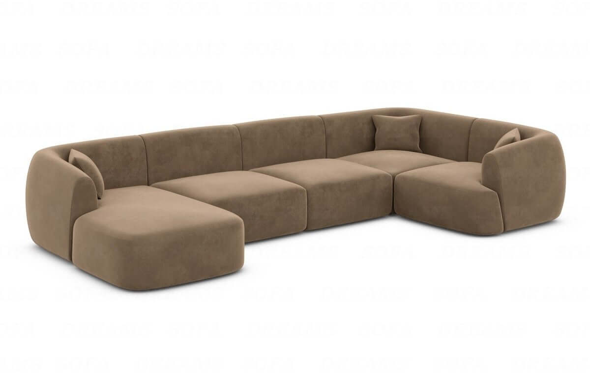 Wohnlandschaft Tabarca U-Form aus Stoff Braun