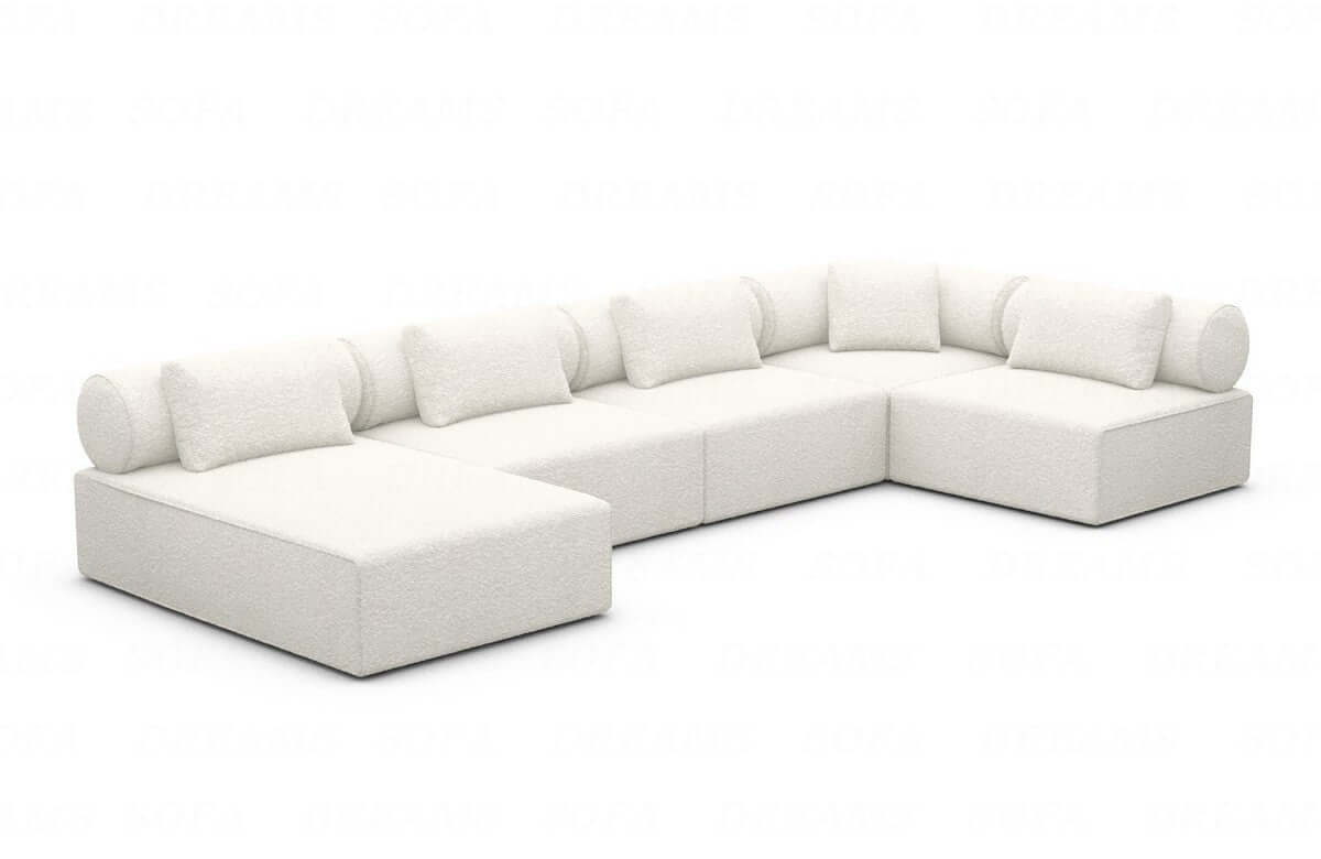 Couchlandschaft Laguardia U-Form in Stoff Weiß