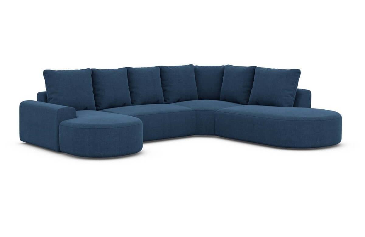 Wohnlandschaft Gomera Lounge U-Form aus Stoff Blau