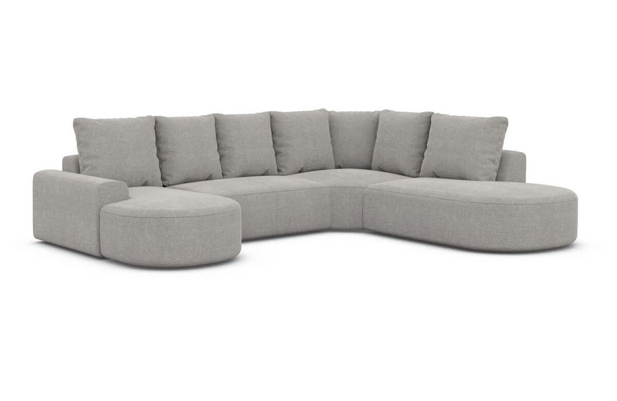 Wohnlandschaft Gomera Lounge U-Form aus Stoff Hellgrau