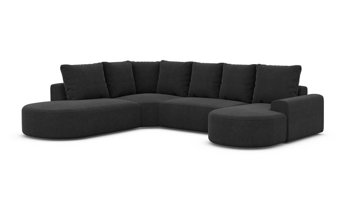 Wohnlandschaft Gomera Lounge U-Form aus Stoff schwarz