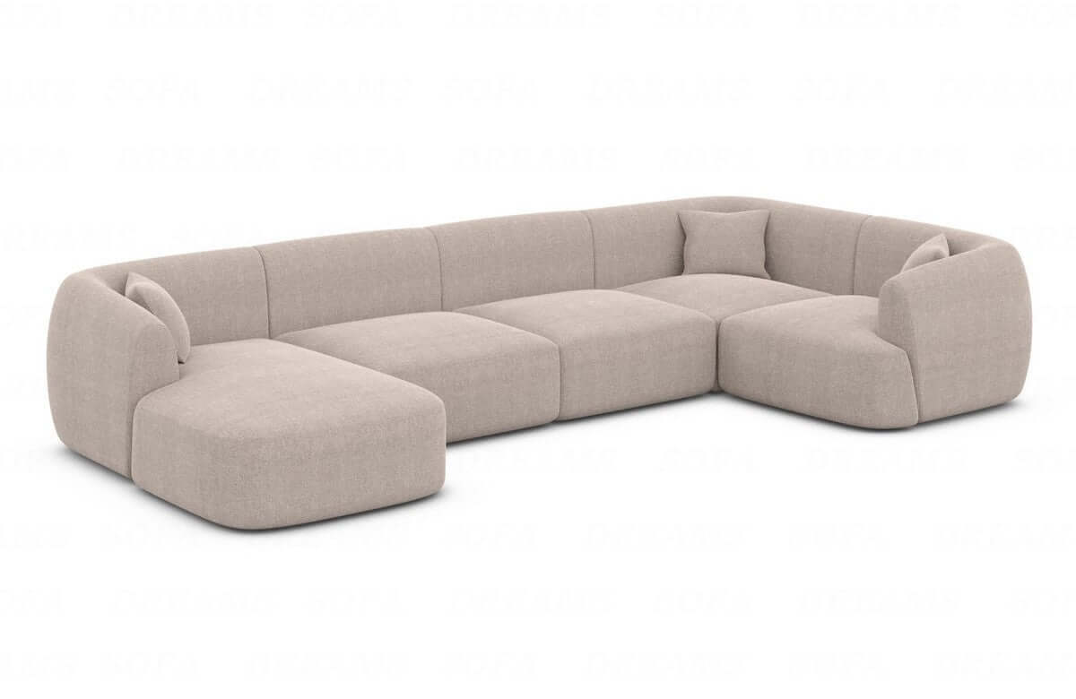 Wohnlandschaft Tabarca U-Form aus Stoff Beige