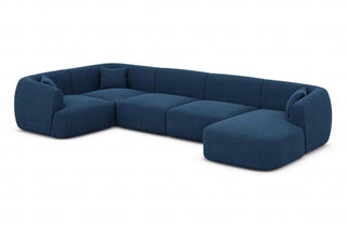 Polster Wohnlandschaft Tabarca U-Form in Strukturstoff und der Farbe Blau - Ausrichtung rechts