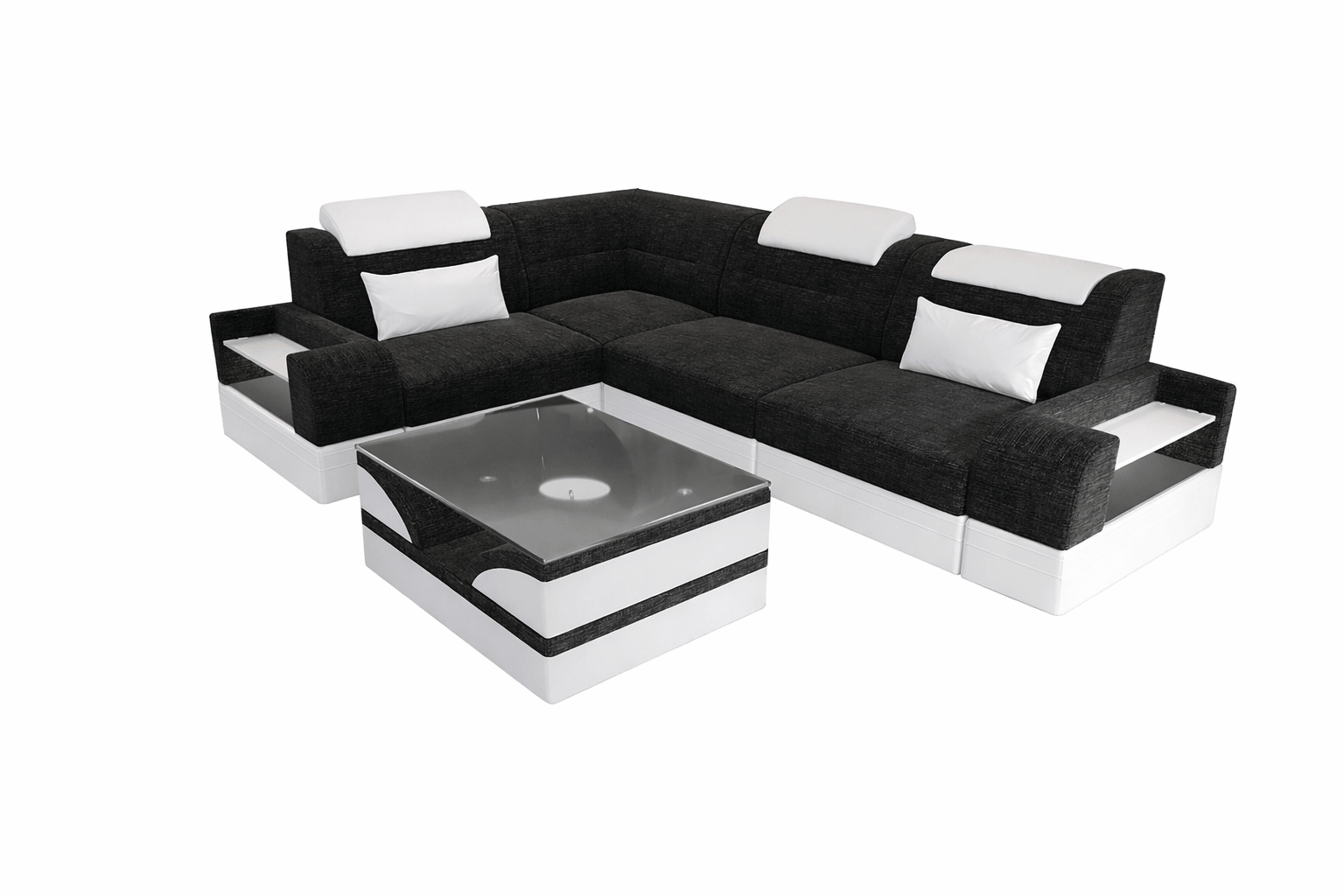 Polster Ecksofa Trivento L-Form Kurz – Modern & Bequem Dunkelgrau-Weiß