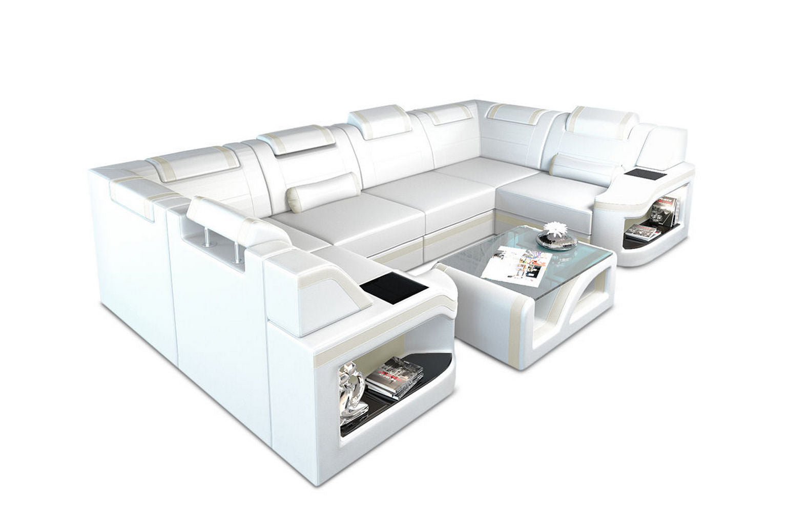 Leder Wohnlandschaft Padua U – Elegantes Sofa