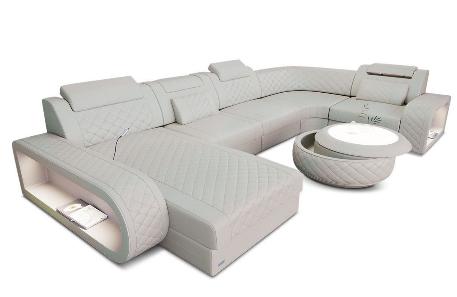 Leder Wohnlandschaft Berlin U-Form – Stil & Komfort beige