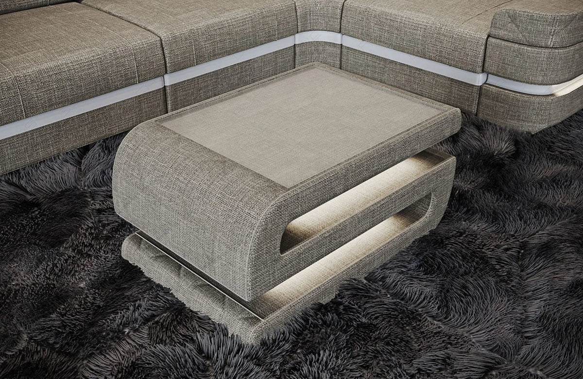 Couchtisch Bologna in Stoff Warmgrau