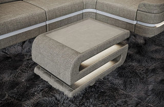 Couchtisch Bologna in Stoff Warmgrau