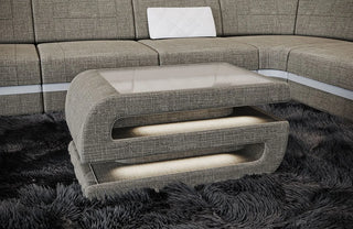Couchtisch Bologna in Stoff Warmgrau