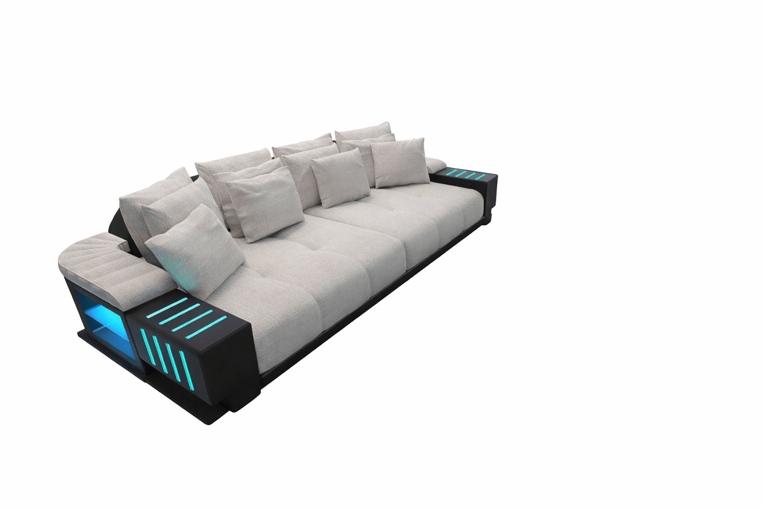 Big Sofa Bellagio im modernen Stoffbezug Macchiato-Schwarz