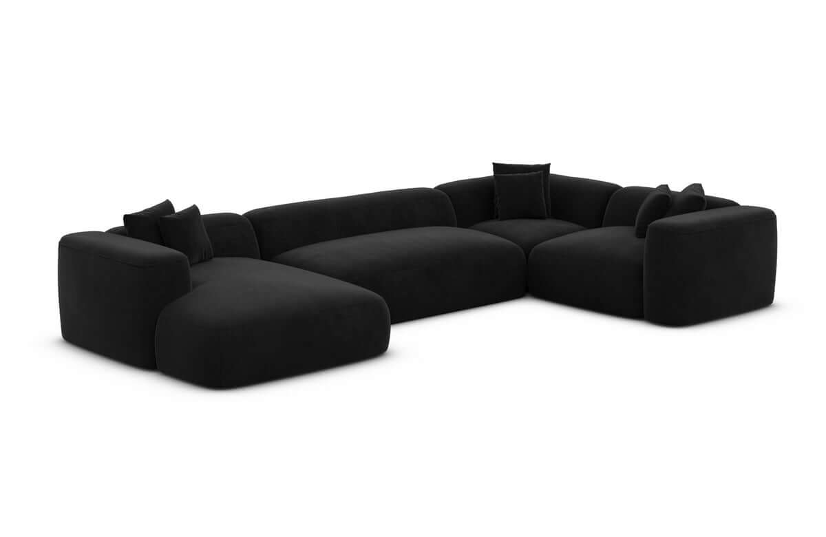 Wohnlandschaft Alcudia U-Form aus Stoff Schwarz