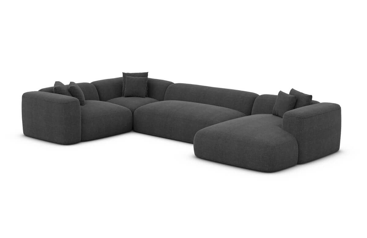 Wohnlandschaft Alcudia U-Form aus Stoff Anthrazit