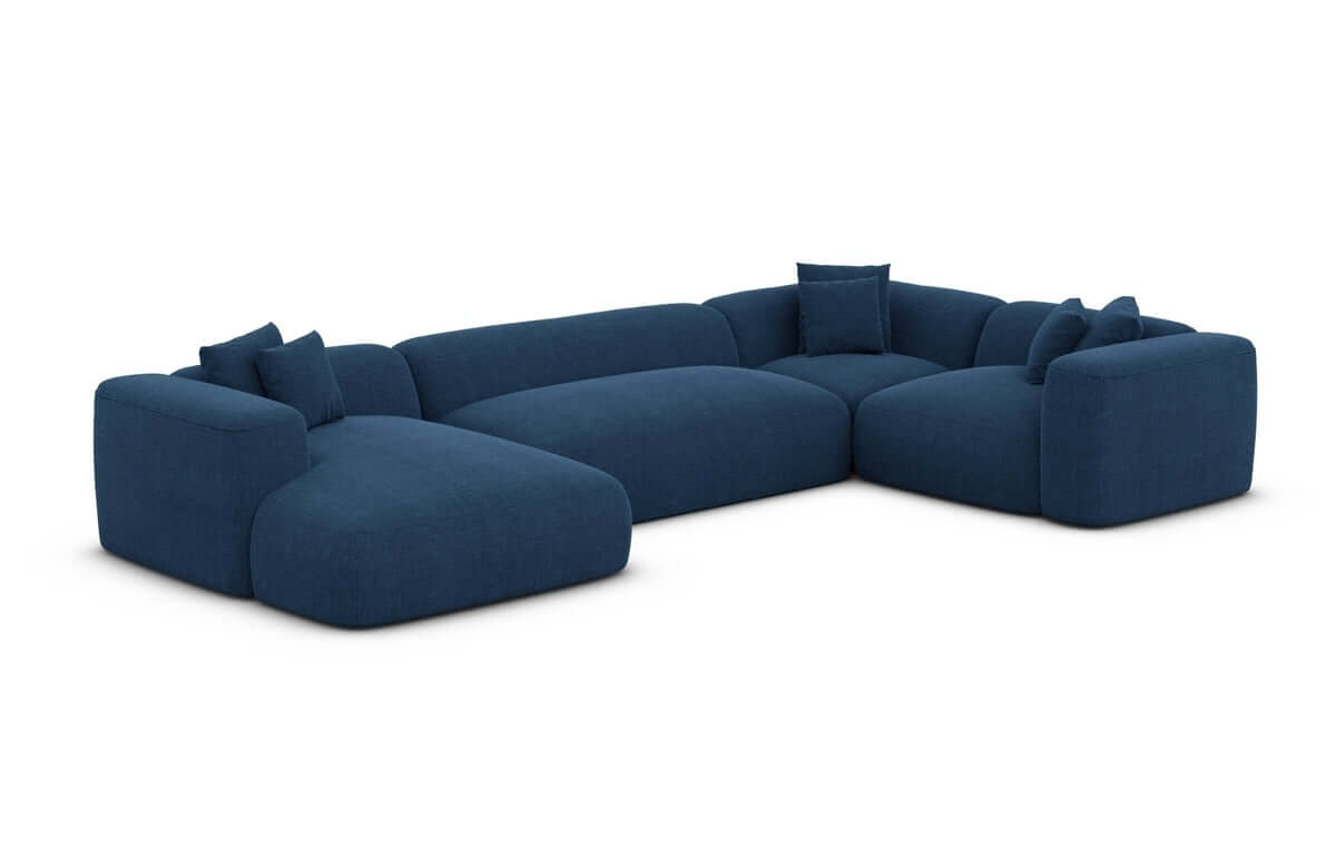 Wohnlandschaft Alcudia U-Form aus Stoff Blau