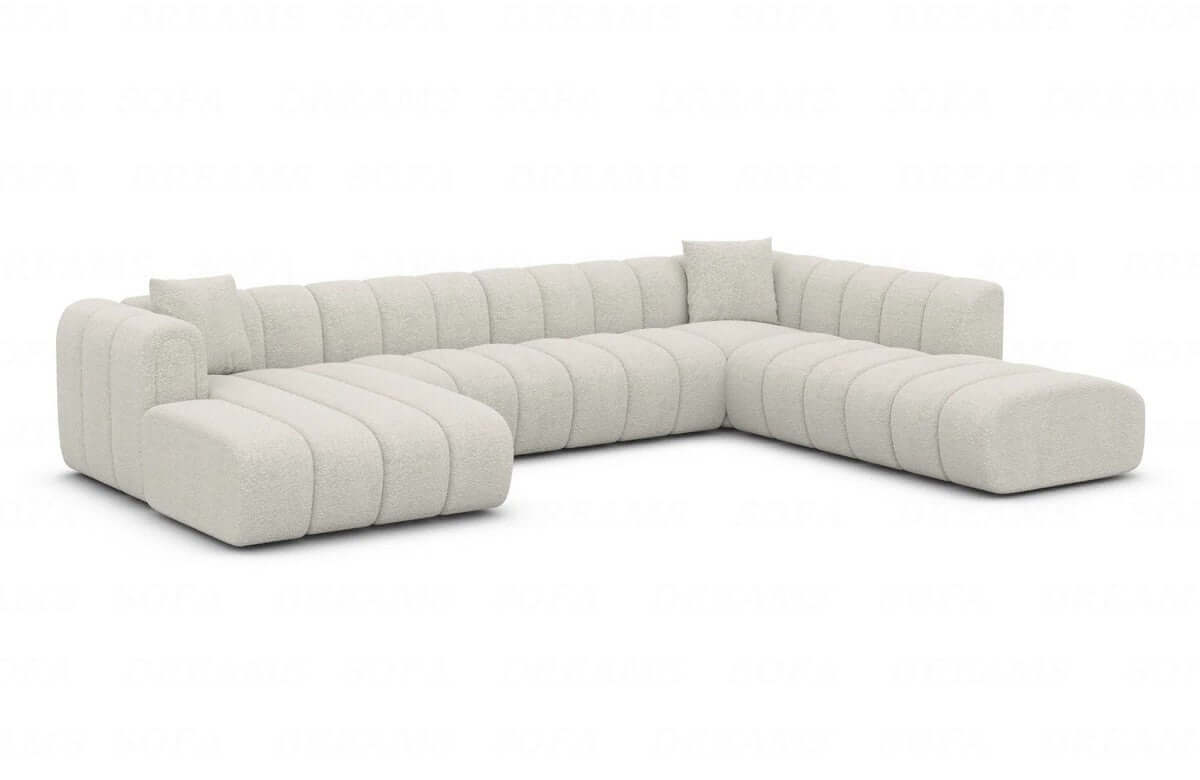 XXL Wohnlandschaft Almagro U-Form aus Stoff Weiß