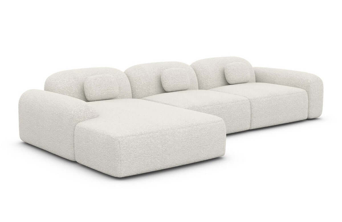 Ecksofa Barcelona L-Form aus Stoff Kurz Weiß