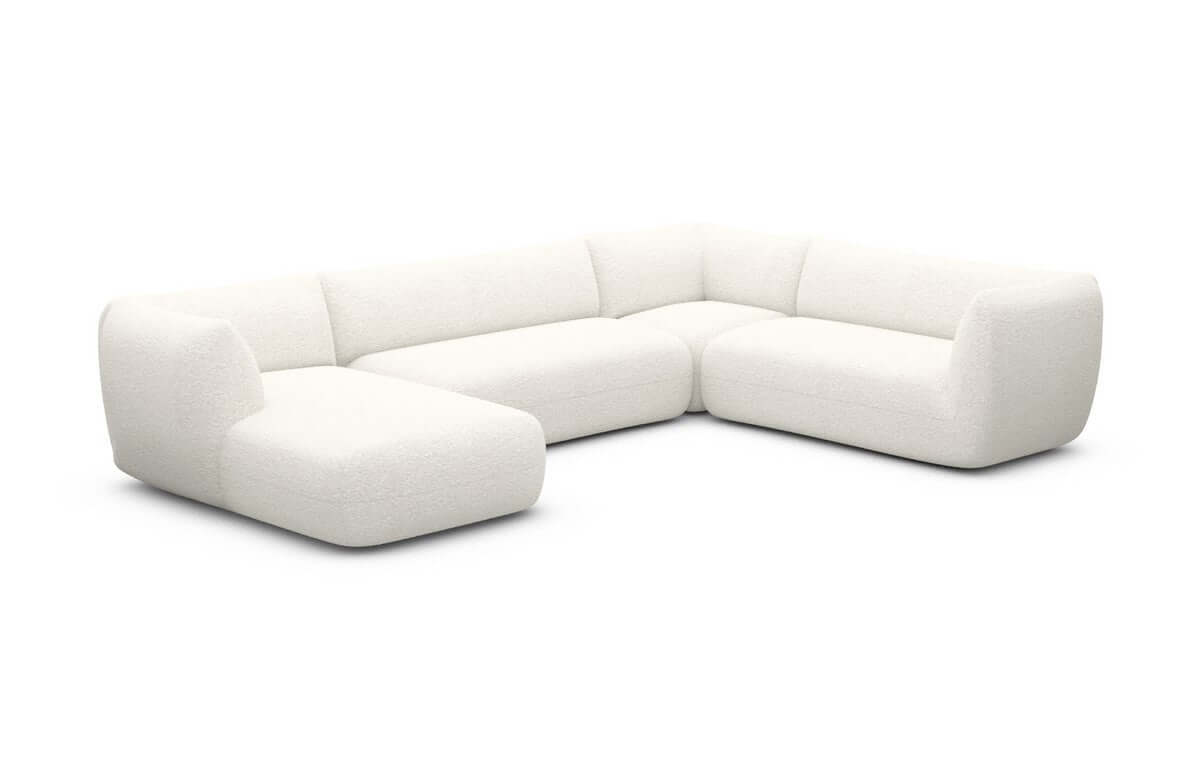 XXL Wohnlandschaft Madrid U-Form aus Stoff Weiß